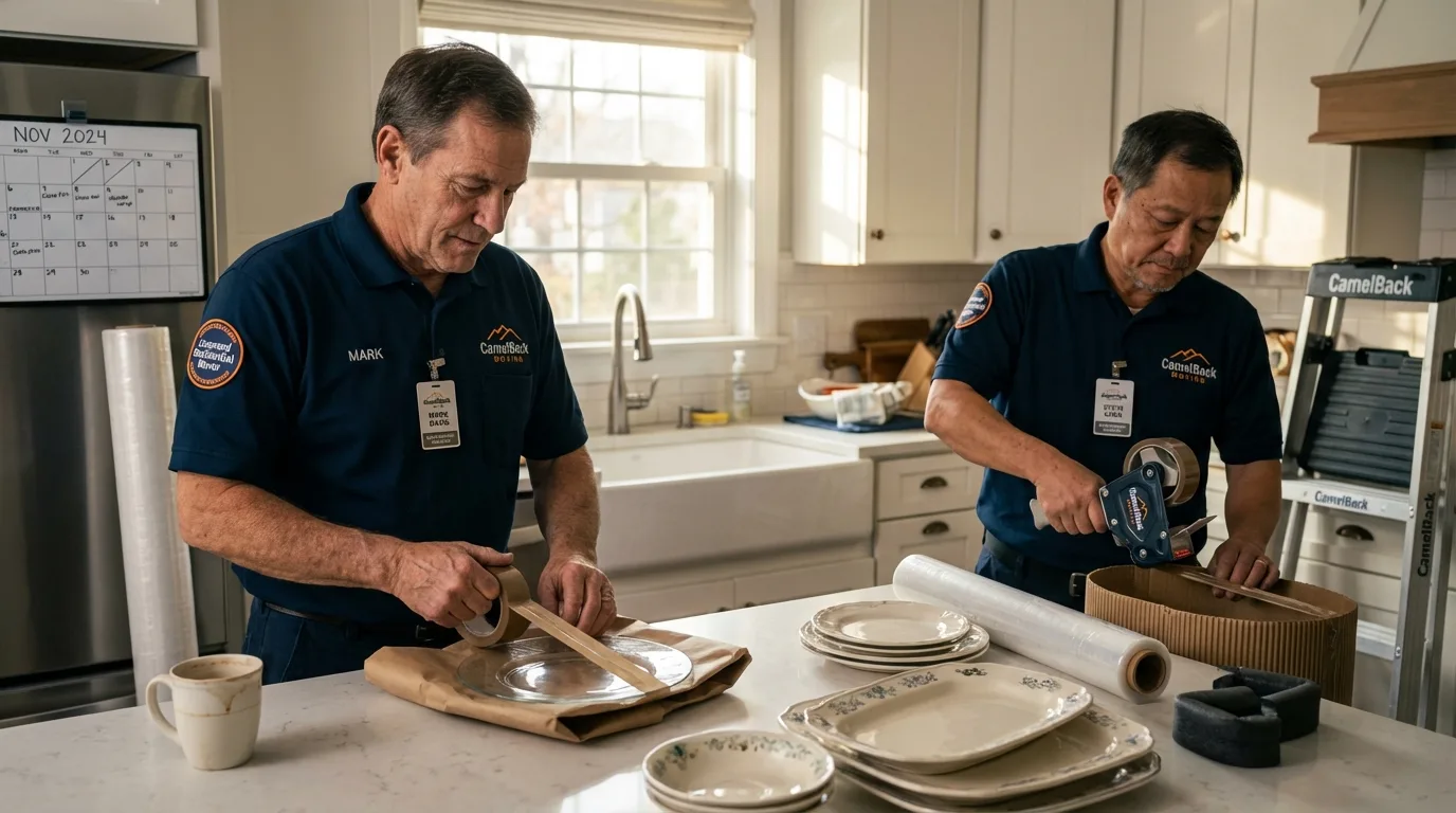 Professional crew packing kitchen dishware in Prior Lake, MN